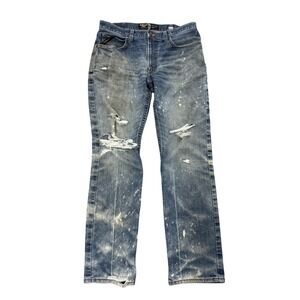 Ariat Rebar M4 Relaxed Bootcut Jeans Blue Distressed Paint Splatter Mens 35W